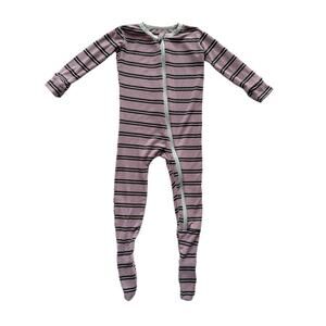Kickee Pants Footie Sleeper In Elderberry Kenya Stripe
